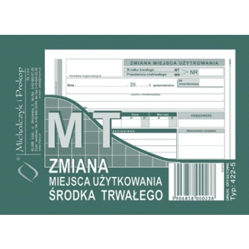 MT zmiana miejsca użytkowania środka trwałego A6 422-5